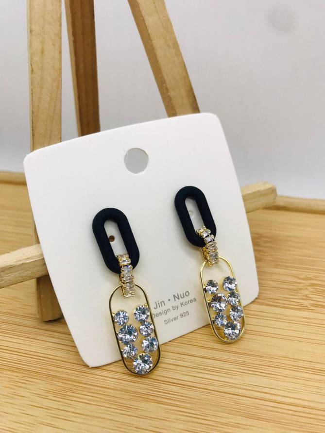 2 AD Diamond Steel And Rose Gold Party Wear Earrings Manufacturers
